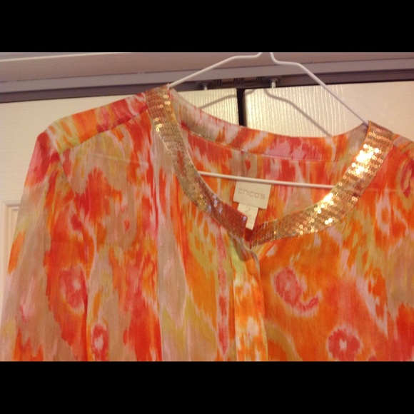 Chico's Ikat top size 2 (12) - Picture 2 of 2